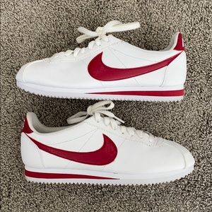 White and red Nike sneakers